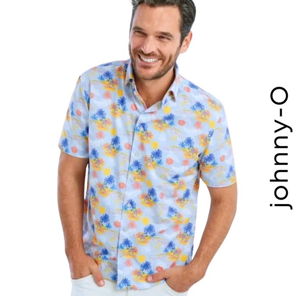johnnie-O Other - Johnnie O NWT Short Sleeve Button Down Gulf Blue Hawaiian Shirt Men’s M